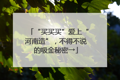 “买买买”爱上“河南造”，不得不说的吸金秘密→