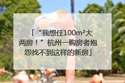 “我想住100m²大两房！”杭州一购房者抱怨找不到这样的新房