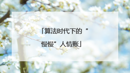 算法时代下的“慢慢”人情账