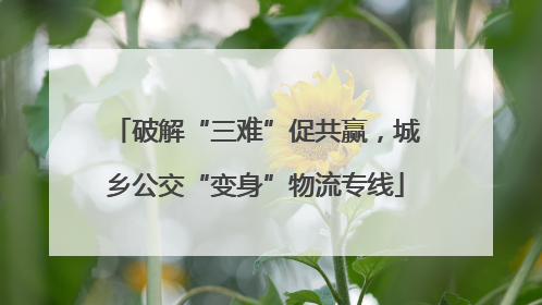 破解“三难”促共赢，城乡公交“变身”物流专线