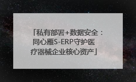 私有部署+数据安全：同心雁S-ERP守护医疗器械企业核心资产