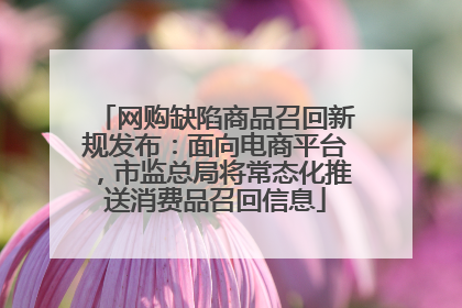 网购缺陷商品召回新规发布：面向电商平台，市监总局将常态化推送消费品召回信息