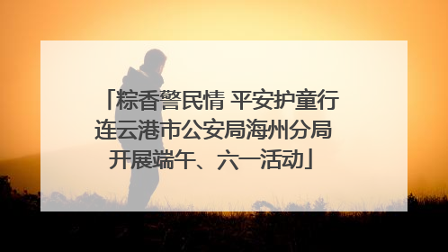 粽香警民情 平安护童行 连云港市公安局海州分局开展端午、六一活动