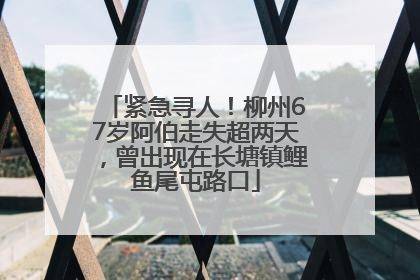 紧急寻人！柳州67岁阿伯走失超两天，曾出现在长塘镇鲤鱼尾屯路口