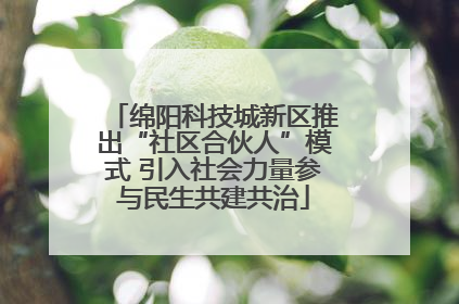 绵阳科技城新区推出“社区合伙人”模式 引入社会力量参与民生共建共治