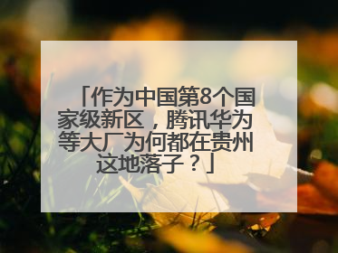 作为中国第8个国家级新区，腾讯华为等大厂为何都在贵州这地落子？