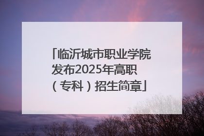 临沂城市职业学院发布2025年高职（专科）招生简章