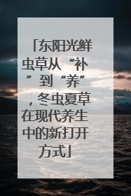 东阳光鲜虫草从“补”到“养”，冬虫夏草在现代养生中的新打开方式