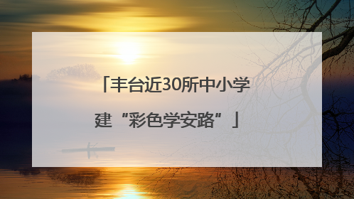 丰台近30所中小学建“彩色学安路”