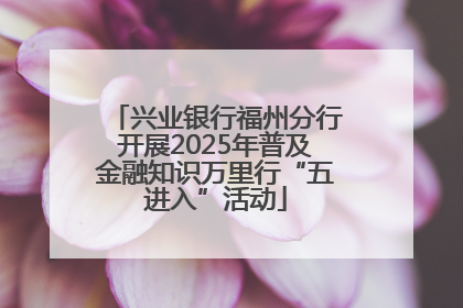 兴业银行福州分行开展2025年普及金融知识万里行“五进入”活动