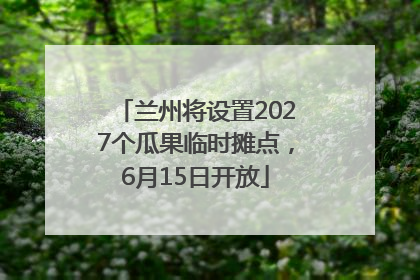 兰州将设置2027个瓜果临时摊点，6月15日开放