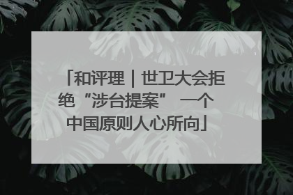 和评理｜世卫大会拒绝“涉台提案” 一个中国原则人心所向