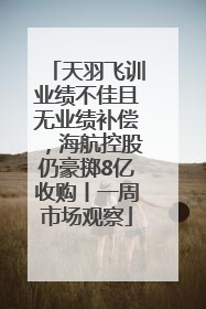 天羽飞训业绩不佳且无业绩补偿，海航控股仍豪掷8亿收购丨一周市场观察