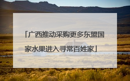 广西推动采购更多东盟国家水果进入寻常百姓家