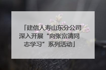 建信人寿山东分公司深入开展“向张富清同志学习”系列活动