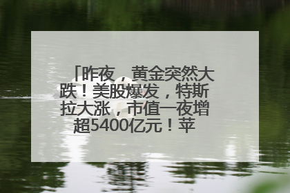 昨夜，黄金突然大跌！美股爆发，特斯拉大涨，市值一夜增超5400亿元！苹果传来大消息
