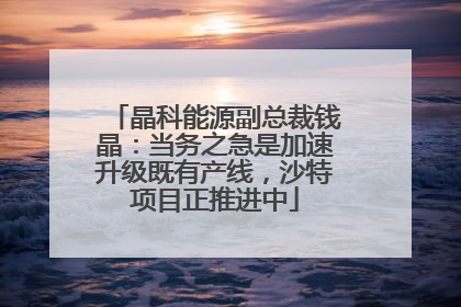 晶科能源副总裁钱晶：当务之急是加速升级既有产线，沙特项目正推进中