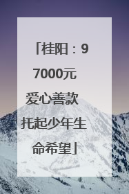 桂阳：97000元爱心善款 托起少年生命希望