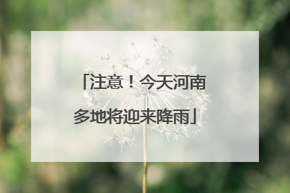 注意！今天河南多地将迎来降雨