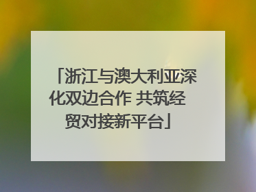 浙江与澳大利亚深化双边合作 共筑经贸对接新平台