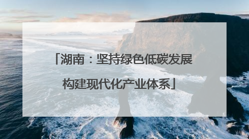 湖南：坚持绿色低碳发展 构建现代化产业体系