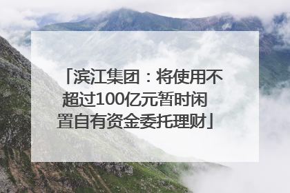 滨江集团：将使用不超过100亿元暂时闲置自有资金委托理财