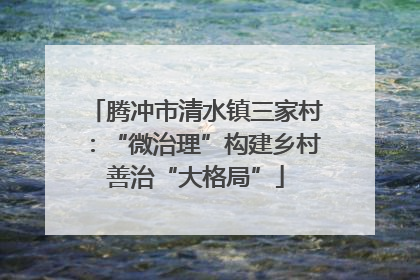 腾冲市清水镇三家村：“微治理”构建乡村善治“大格局”