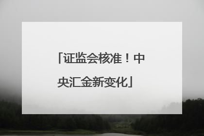 证监会核准！中央汇金新变化