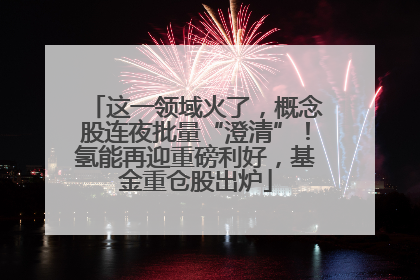 这一领域火了，概念股连夜批量“澄清”！氢能再迎重磅利好，基金重仓股出炉
