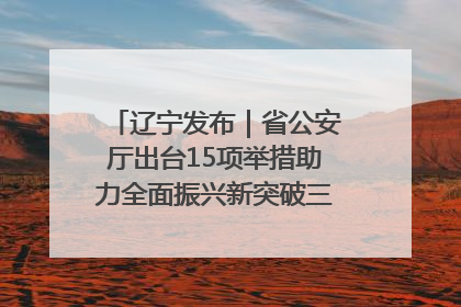 辽宁发布｜省公安厅出台15项举措助力全面振兴新突破三年行动决胜之战