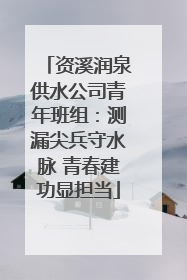 资溪润泉供水公司青年班组：测漏尖兵守水脉 青春建功显担当