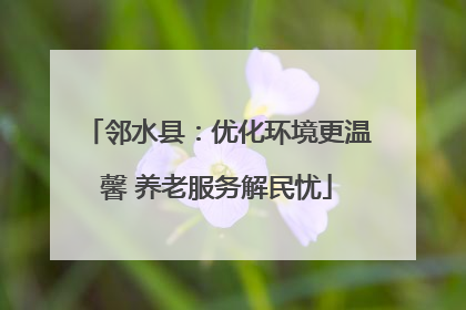邻水县：优化环境更温馨 养老服务解民忧