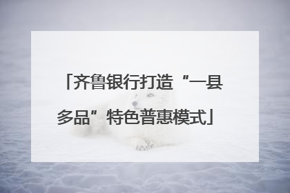 齐鲁银行打造“一县多品”特色普惠模式