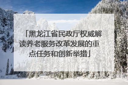 黑龙江省民政厅权威解读养老服务改革发展的重点任务和创新举措