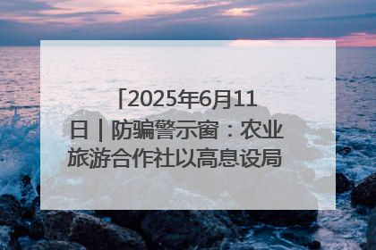 2025年6月11日｜防骗警示窗：农业旅游合作社以高息设局，集资380万